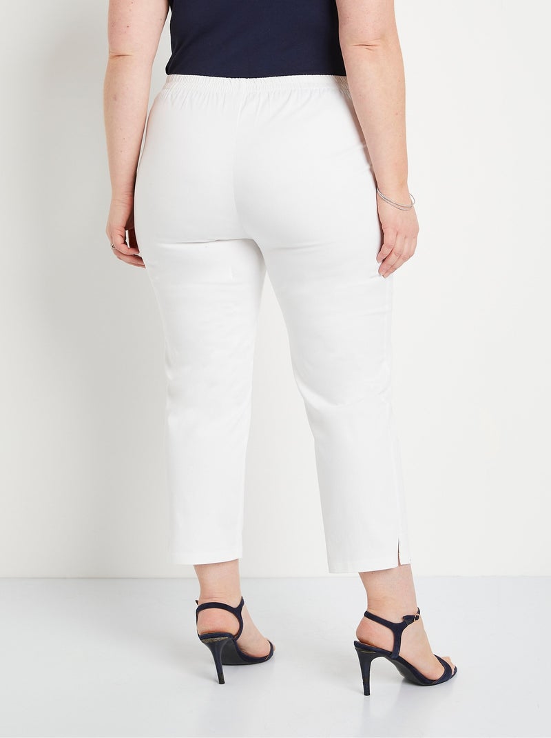 Pantacourt taille semi élastiquée satin Blanc - Kiabi