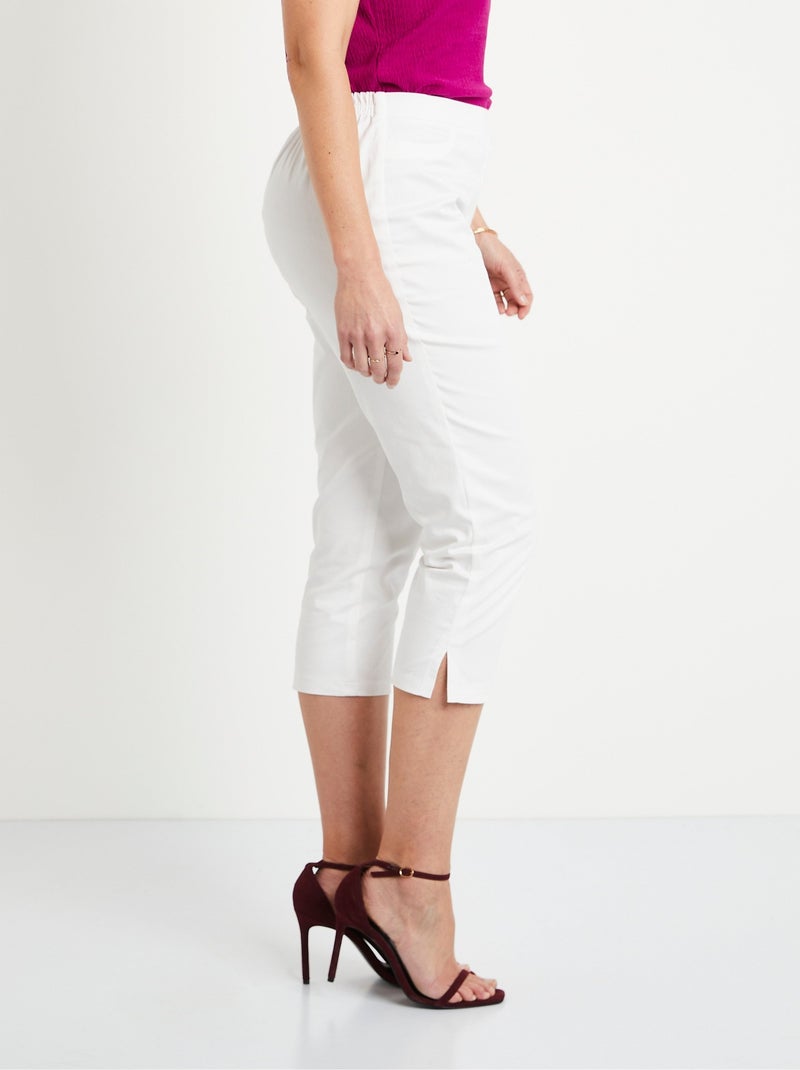 Pantacourt taille semi élastiquée satin Blanc - Kiabi