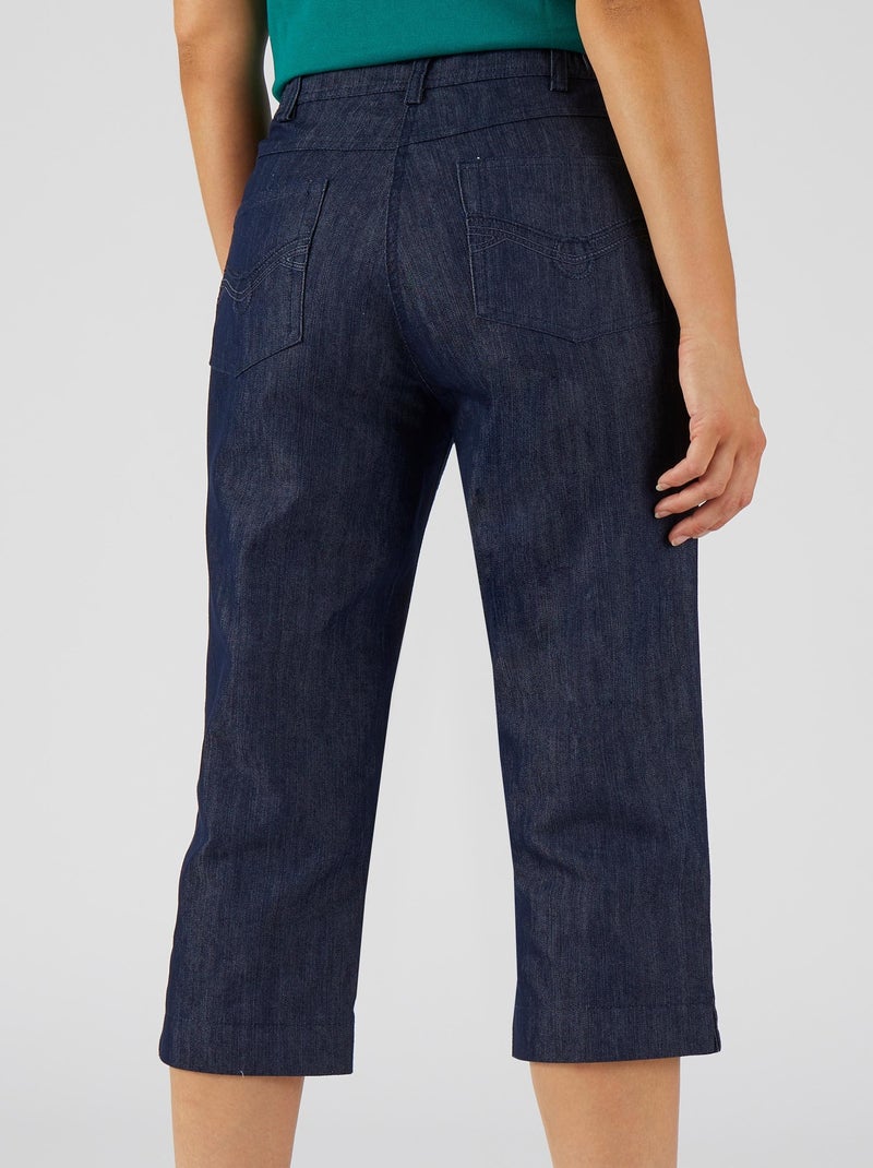 Pantacourt toile extensible - Damart Bleu foncé - Kiabi