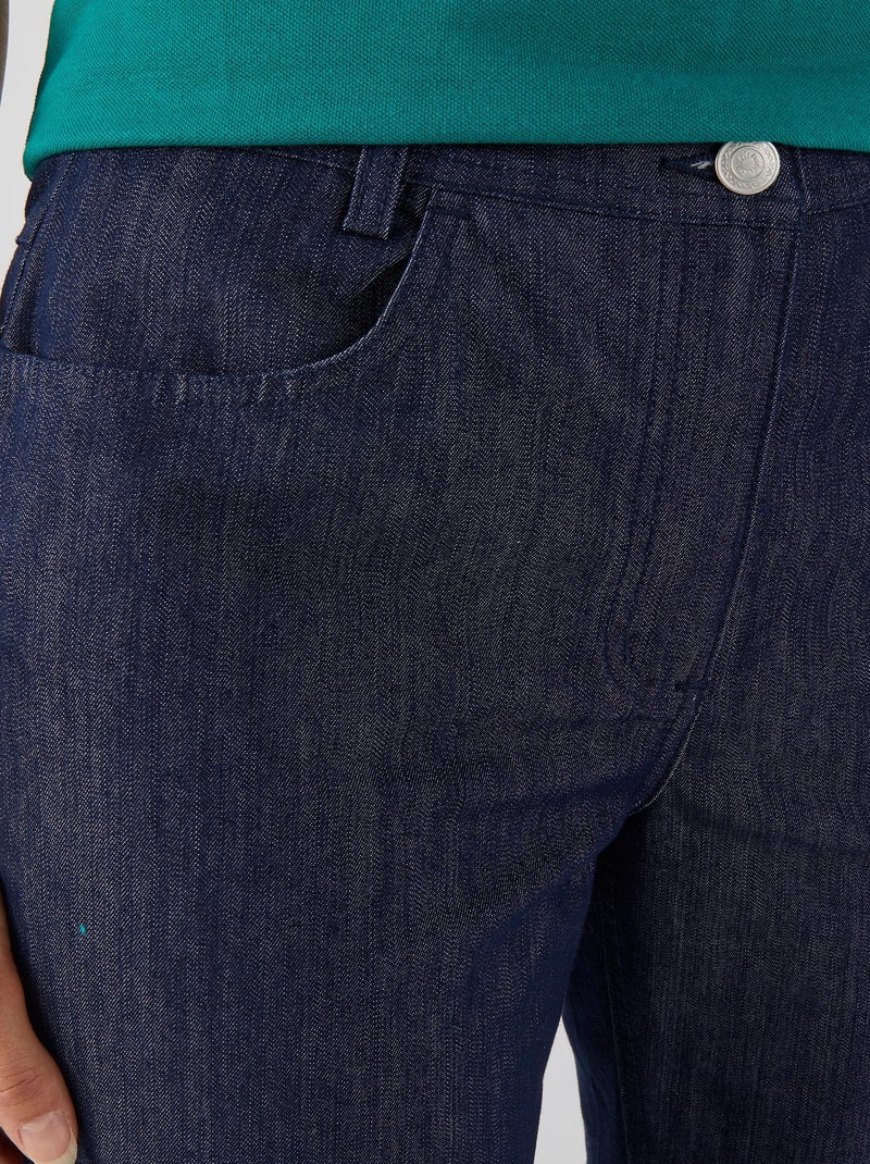 Pantacourt toile extensible - Damart Bleu foncé - Kiabi