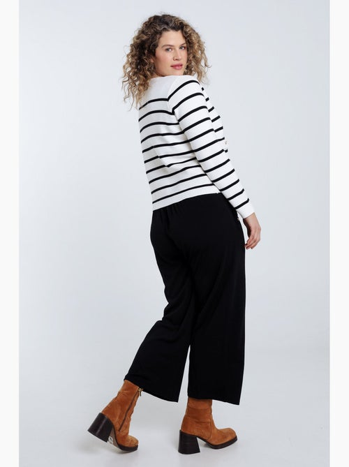 Pantacourt uni avec boutons décoratifs PAPRIKA - Kiabi