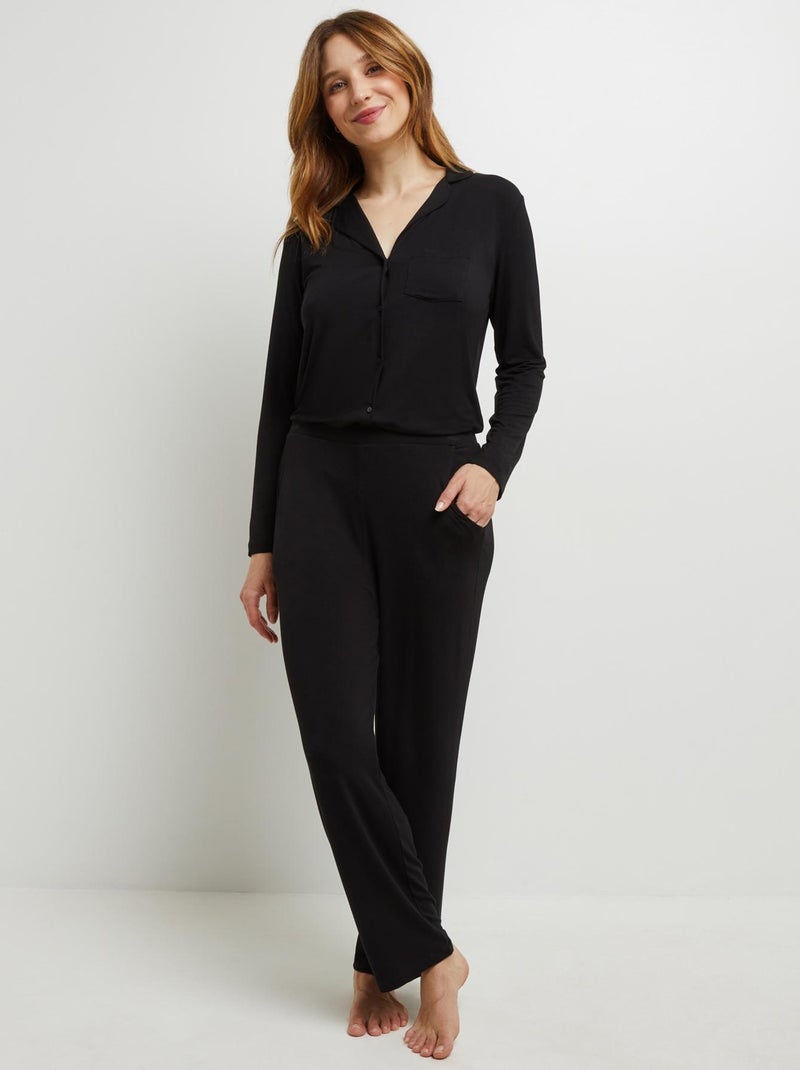 Pantacourt viscose Camille - RougeGorge Lingerie Noir - Kiabi