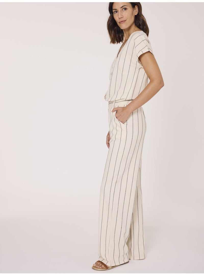 Pantalon 100% coton - Terre de Marins Beige/Noir - Kiabi