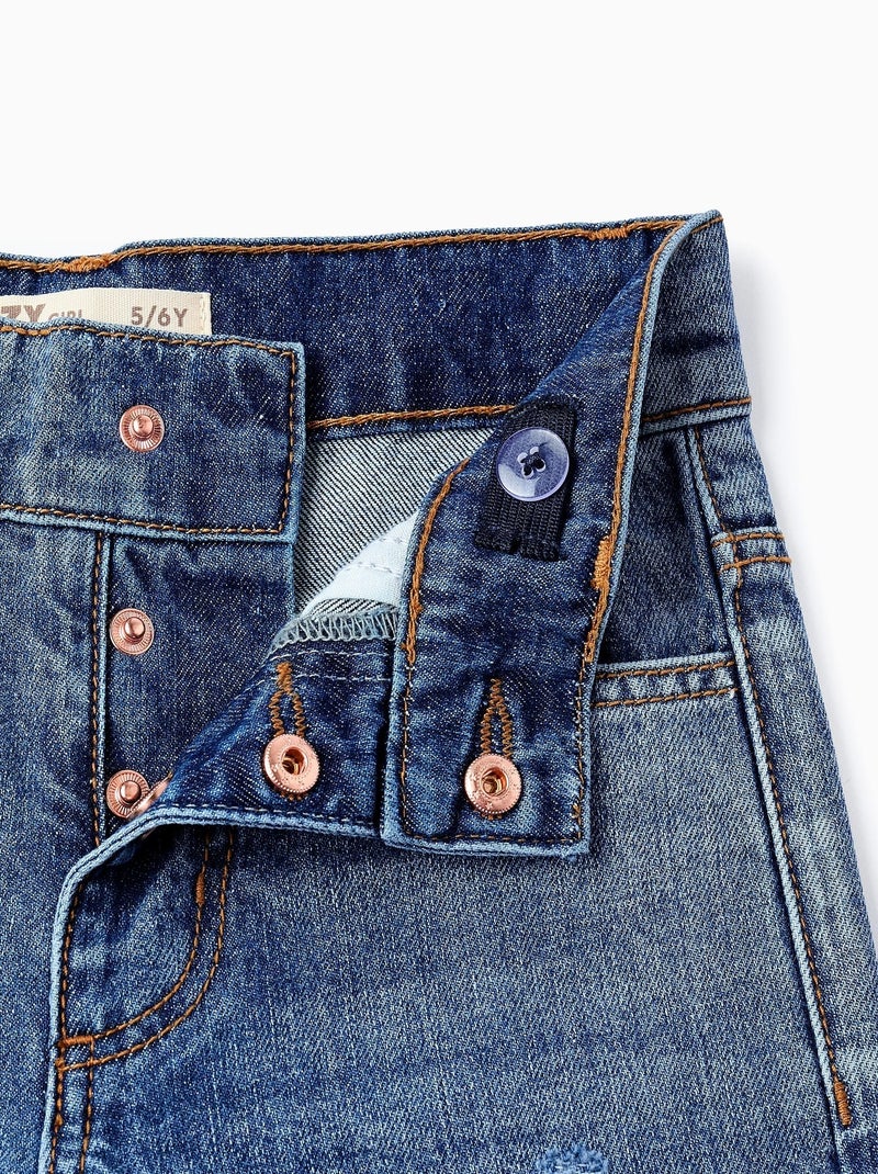 Pantalon 100% coton, jambe large Bleu - Kiabi