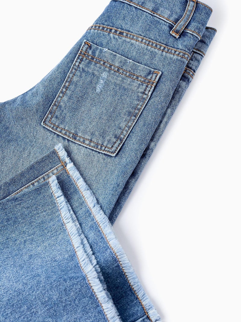 Pantalon 100% coton, jambe large Bleu - Kiabi