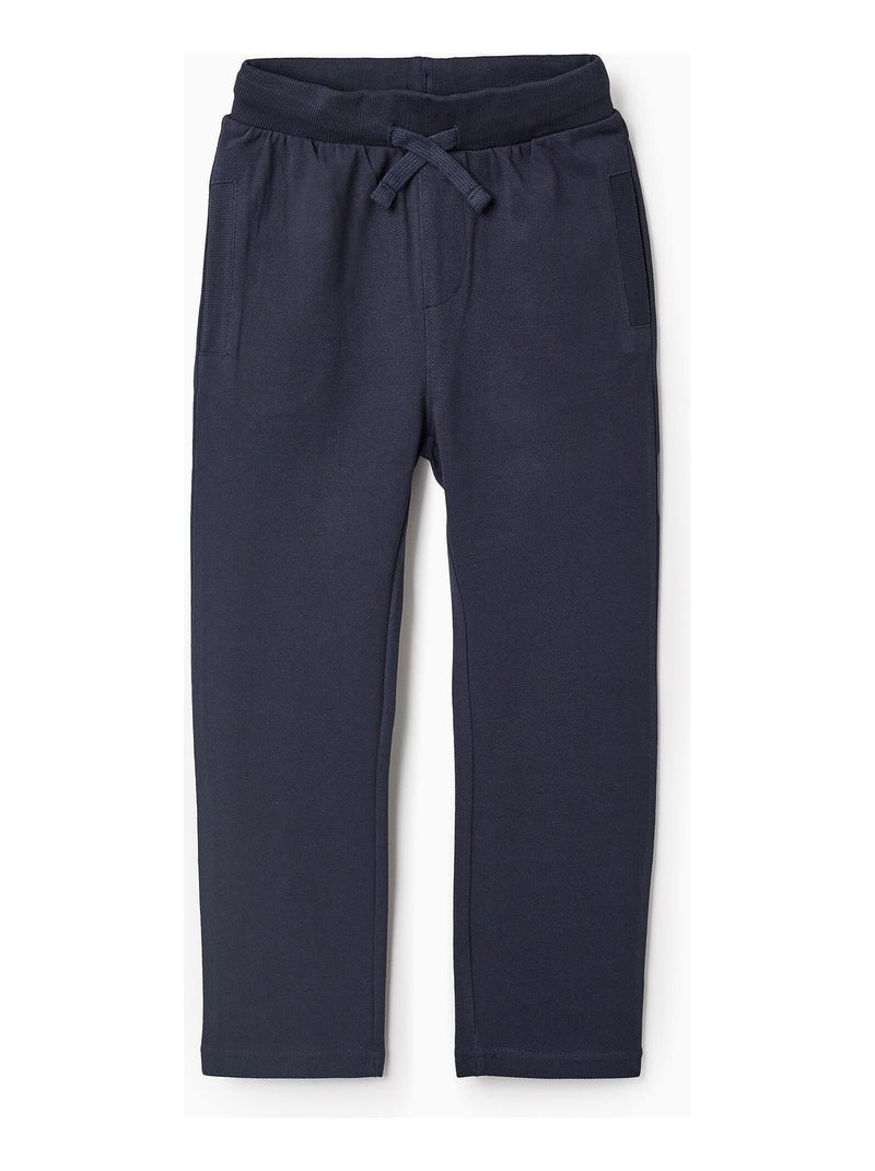 Pantalon 100% coton piqué, taille réglable ISTANBUL Bleu foncé - Kiabi