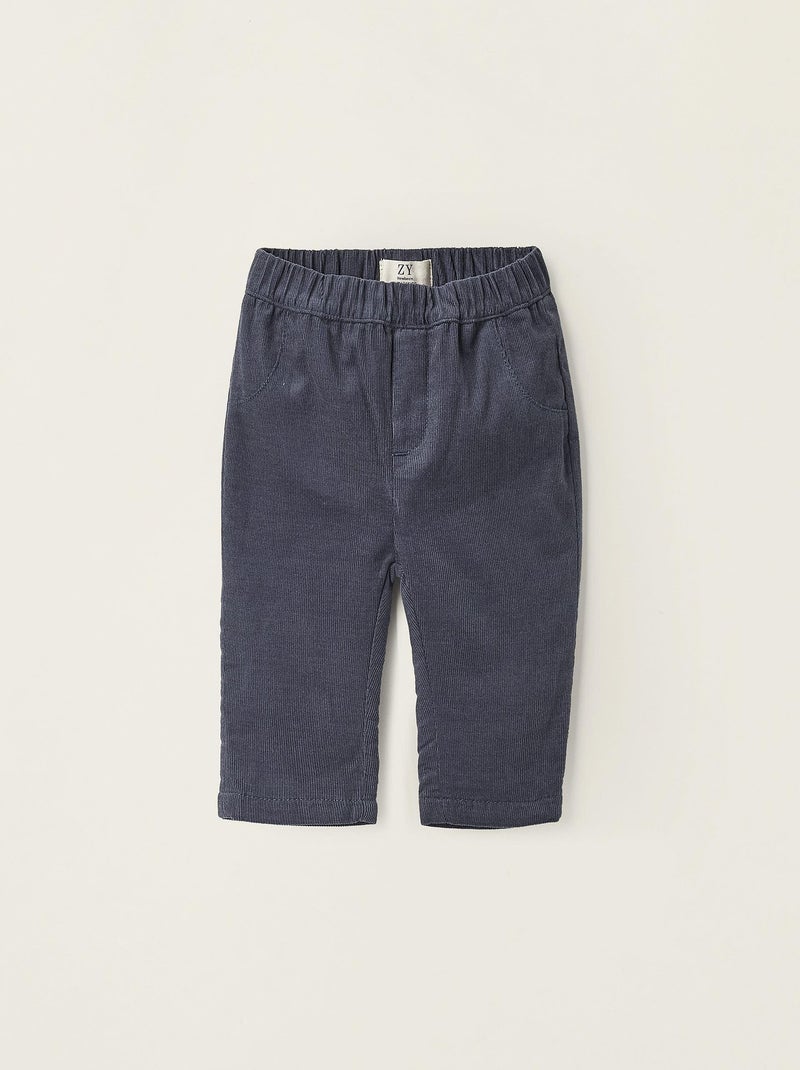 Pantalon 100% coton, velours côtelé NOVEAUX NATURE Bleu foncé - Kiabi