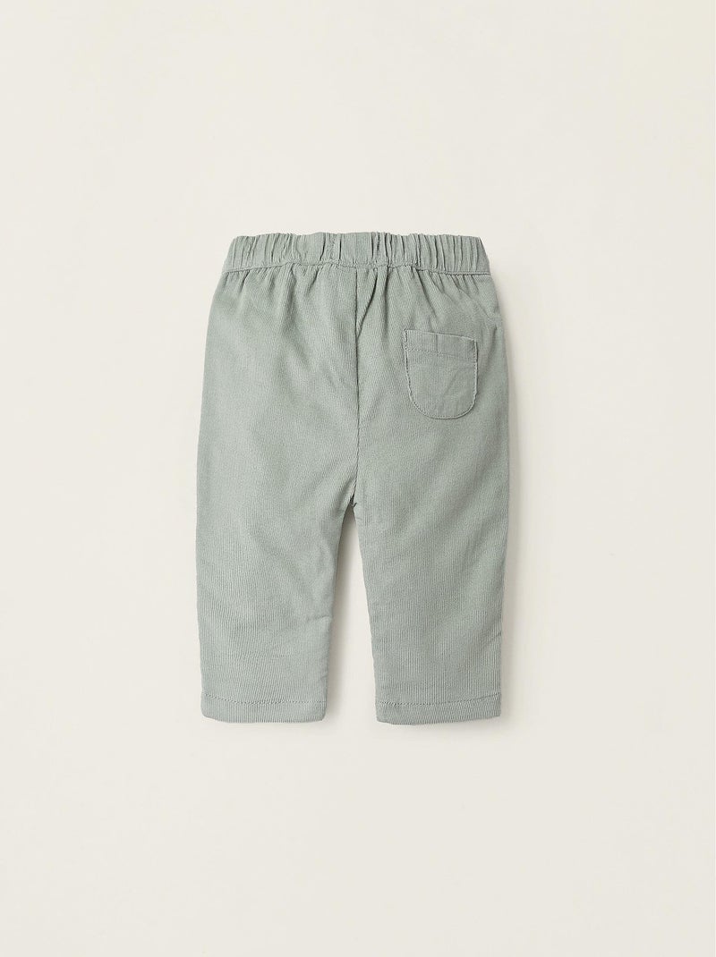 Pantalon 100% coton, velours côtelé NOVEAUX NATURE Vert clair - Kiabi