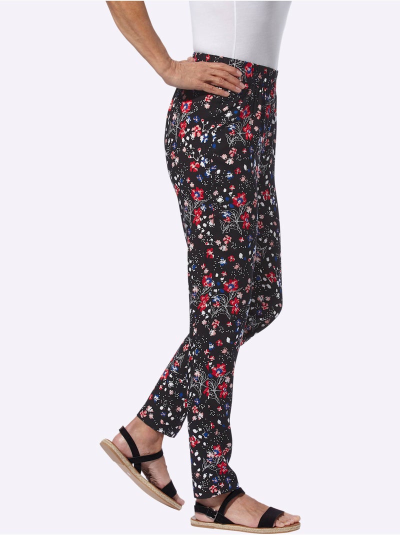 Pantalon 100% Viscose - Taille Courte - Moda Vilona Noir Rouge - Kiabi