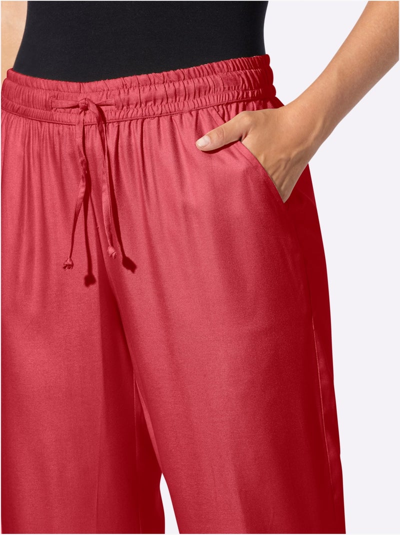 Pantalon 100% Viscose - Taille Courte - Witt Rouge - Kiabi