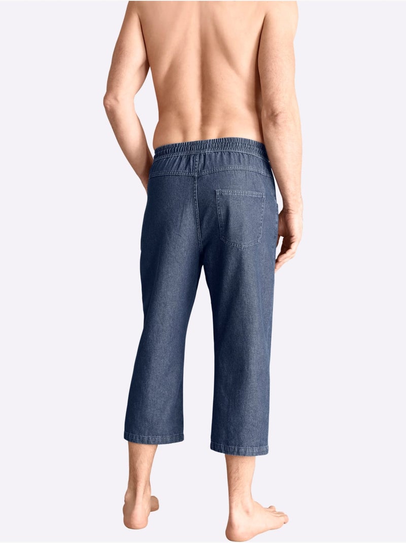 Pantalon 3/4 Ceinture élastique Confortable - Taille Standard - Moda Vilona Bleu jean - Kiabi