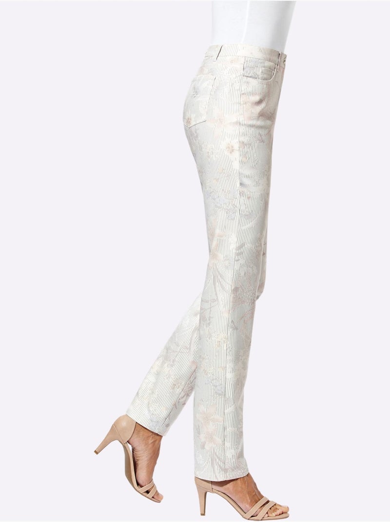 Pantalon 5 Poches 65% Coton - Taille Standard - Witt Gris Ecru - Kiabi