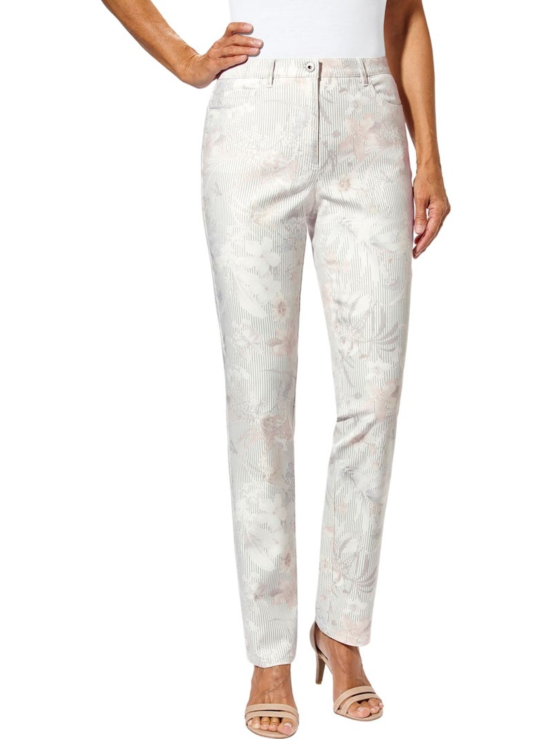 Pantalon 5 Poches 65% Coton - Taille Standard - Witt Gris Ecru - Kiabi