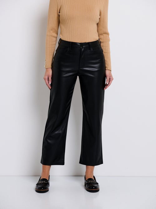 Pantalon 5 poches 7/8ème en faux cuir - Kiabi