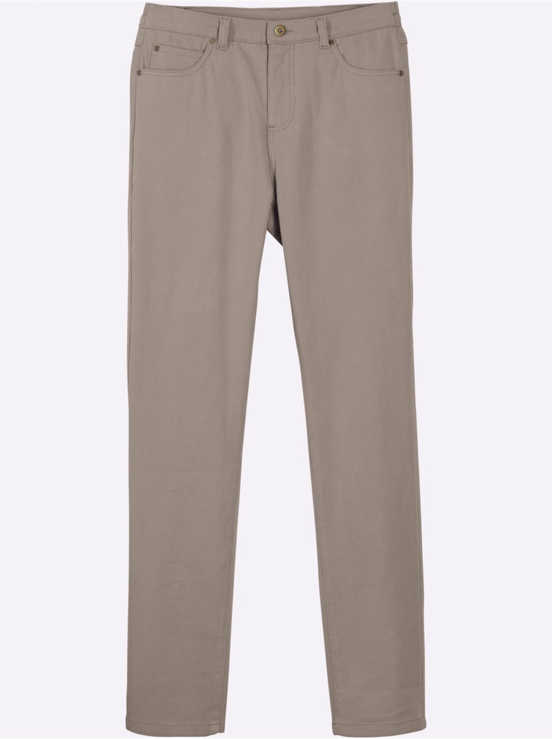 Pantalon 5 poches avec ceinture élastique et détails fantaisie - Taille standard - Moda Vilona Beige - Kiabi