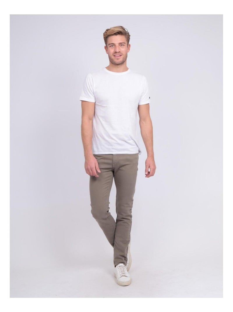 Pantalon 5 poches CANDELO Vert kaki clair - Kiabi