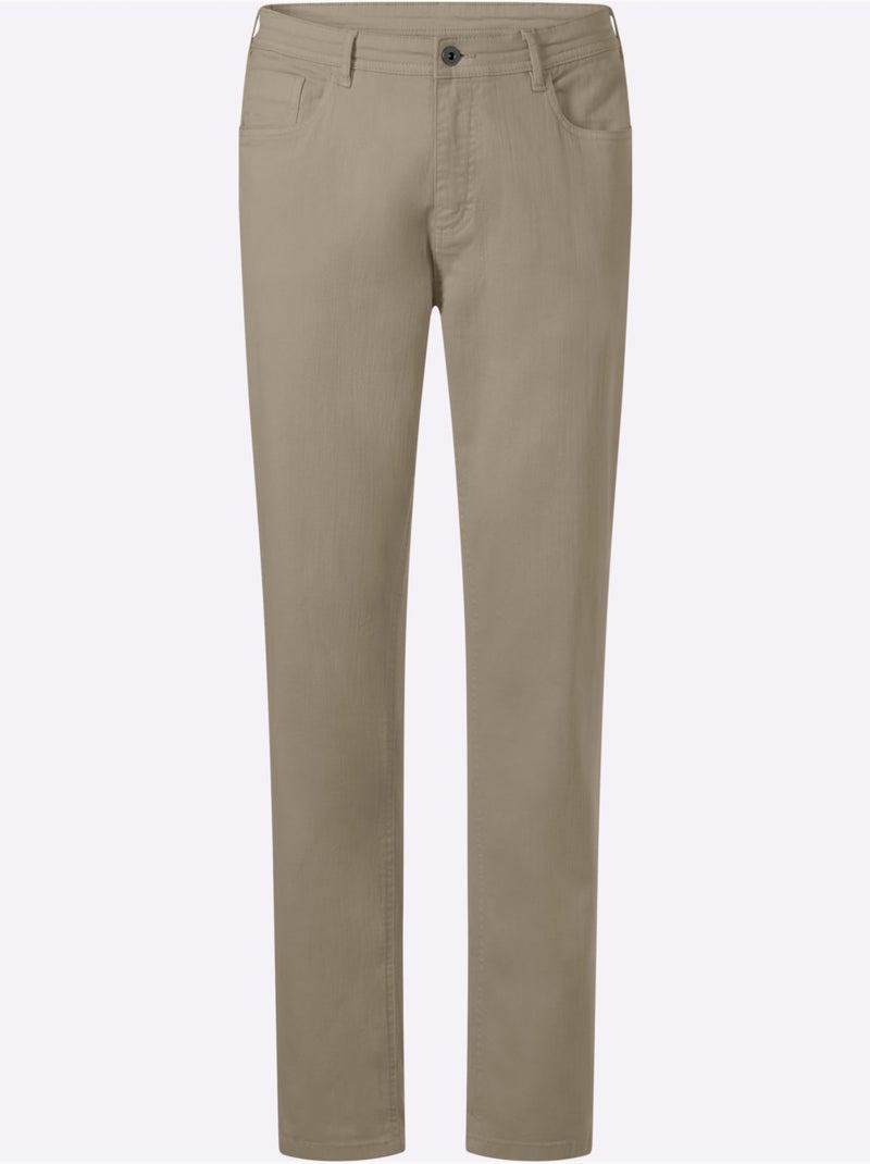 Pantalon 5 Poches Finition De L'ourlet Tendance - Taille Moyenne - Witt Beige - Kiabi
