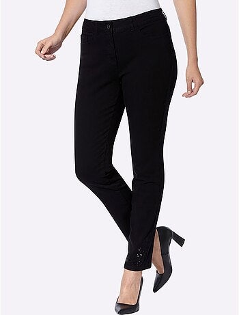 Pantalon 5 poches petites pierres brillantes fantaisie - taille standard - helline