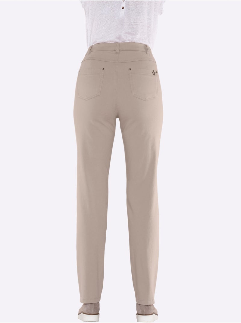 Pantalon 5 Poches Qualité Extensible - Taille Courte - Moda Vilona Beige - Kiabi