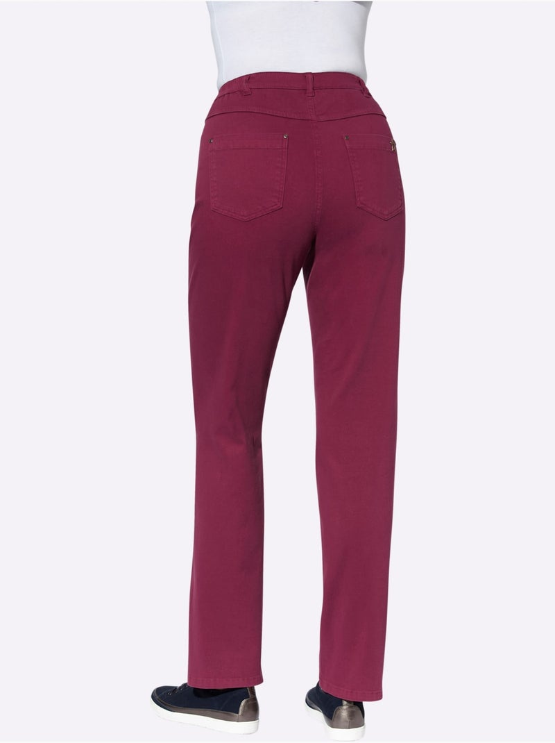 Pantalon 5 Poches Qualité Extensible - Taille Courte - Moda Vilona Bordeaux - Kiabi