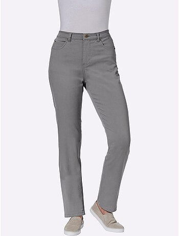 Pantalon extensible 5 poches avec ceinture élastique et détail étoile - Taille courte - Moda Vilona