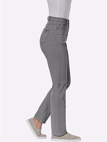 Pantalon extensible 5 poches avec ceinture élastique et détail étoile - Taille courte - Moda Vilona
