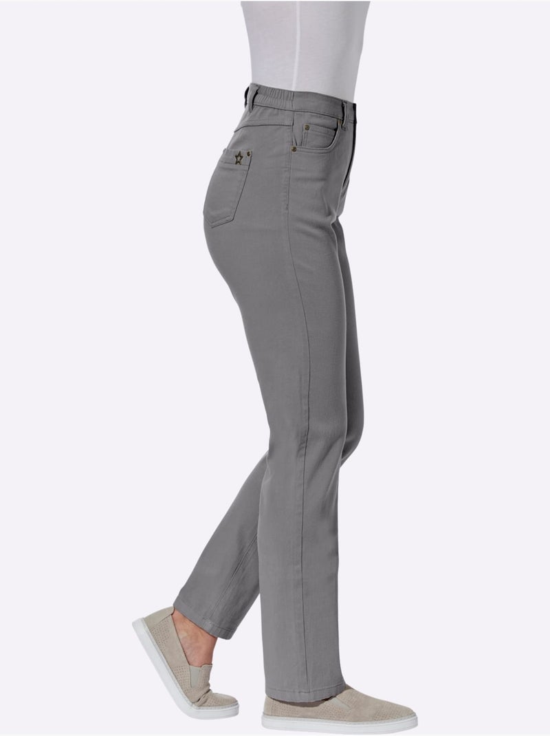 Pantalon 5 Poches Qualité Extensible - Taille Courte - Moda Vilona Gris - Kiabi