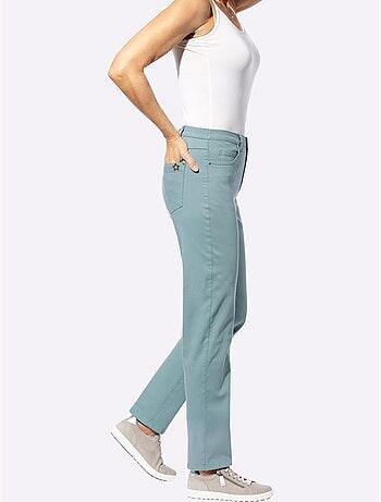 Pantalon extensible 5 poches avec ceinture élastique et détail étoile - Taille courte - Moda Vilona
