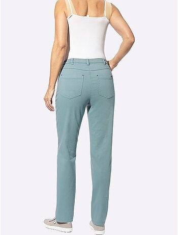 Pantalon extensible 5 poches avec ceinture élastique et détail étoile - Taille courte - Moda Vilona