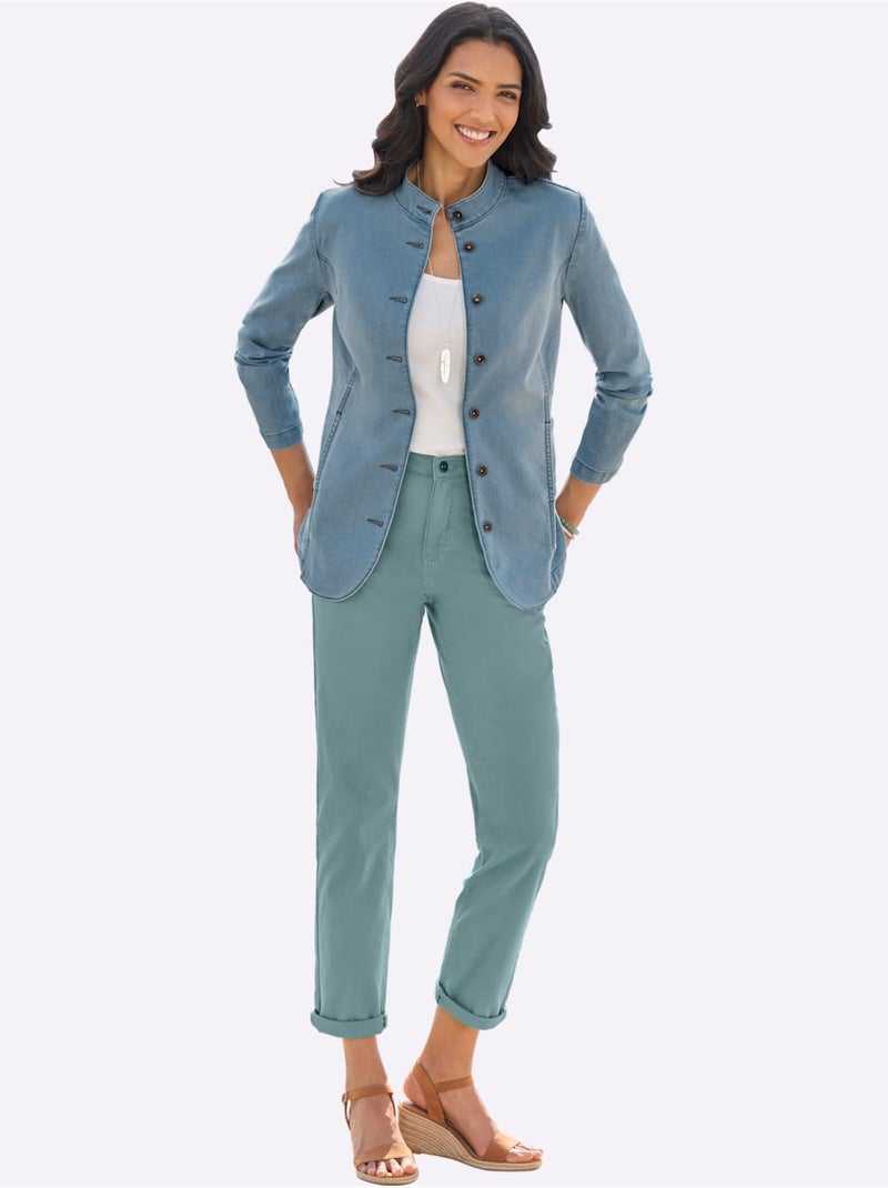 Pantalon 5 Poches Qualité Extensible - Taille Courte - Moda Vilona Vert jade - Kiabi