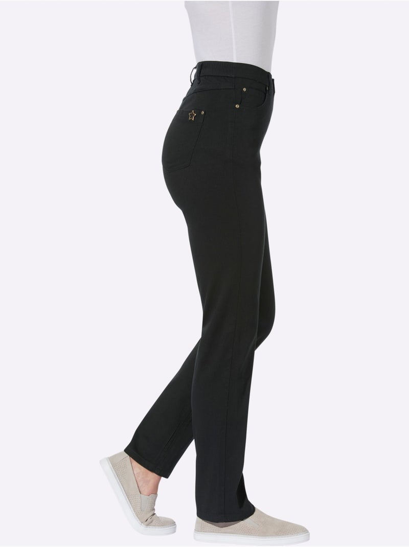 Pantalon 5 Poches qualité extensible - Taille Standard - Moda Vilona Noir - Kiabi
