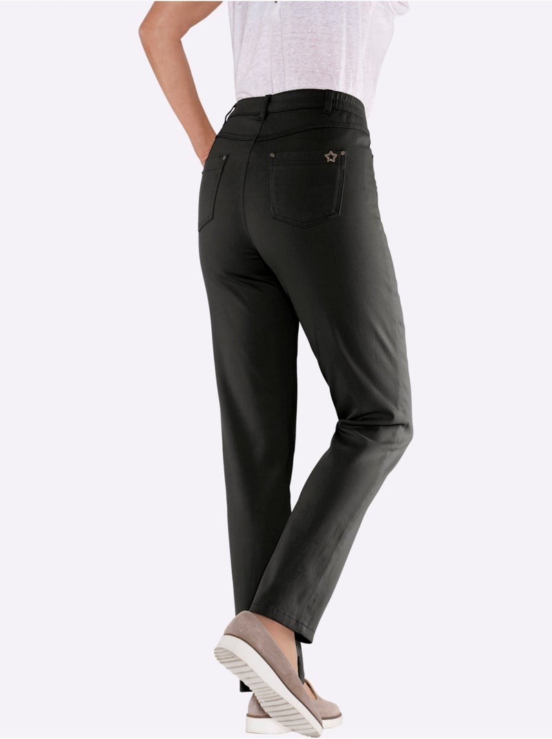 Pantalon 5 Poches qualité extensible - Taille Standard - Moda Vilona Noir - Kiabi