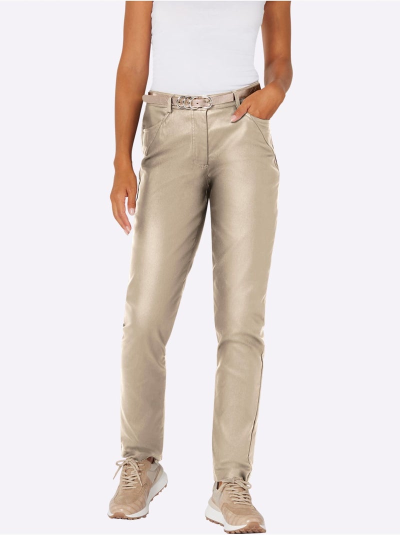 Pantalon 5 poches qualité viscose extensible souple - taille courte - helline Beige - Kiabi