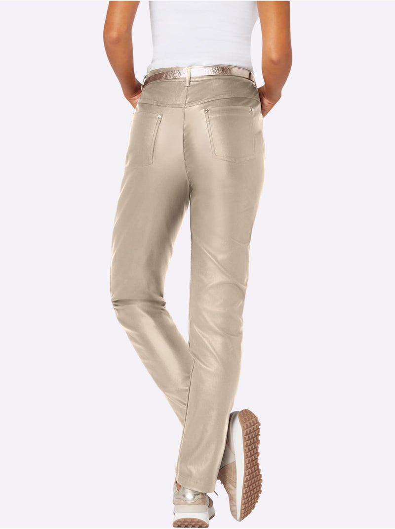 Pantalon 5 poches qualité viscose extensible souple - taille standard - helline Beige - Kiabi
