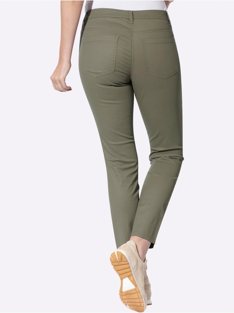 Pantalon 5 poches revêtement brillant - taille standard - helline Kaki - Kiabi
