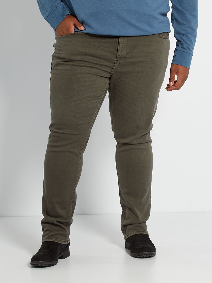 Pantalon 5 poches slim kaki - Kiabi
