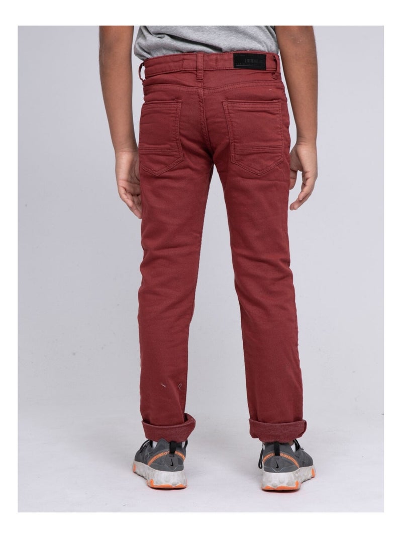 Pantalon 5 poches VAAS garçon Bordeaux - Kiabi
