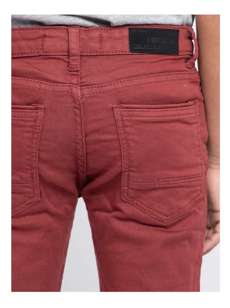 Pantalon 5 poches VAAS garçon Bordeaux - Kiabi