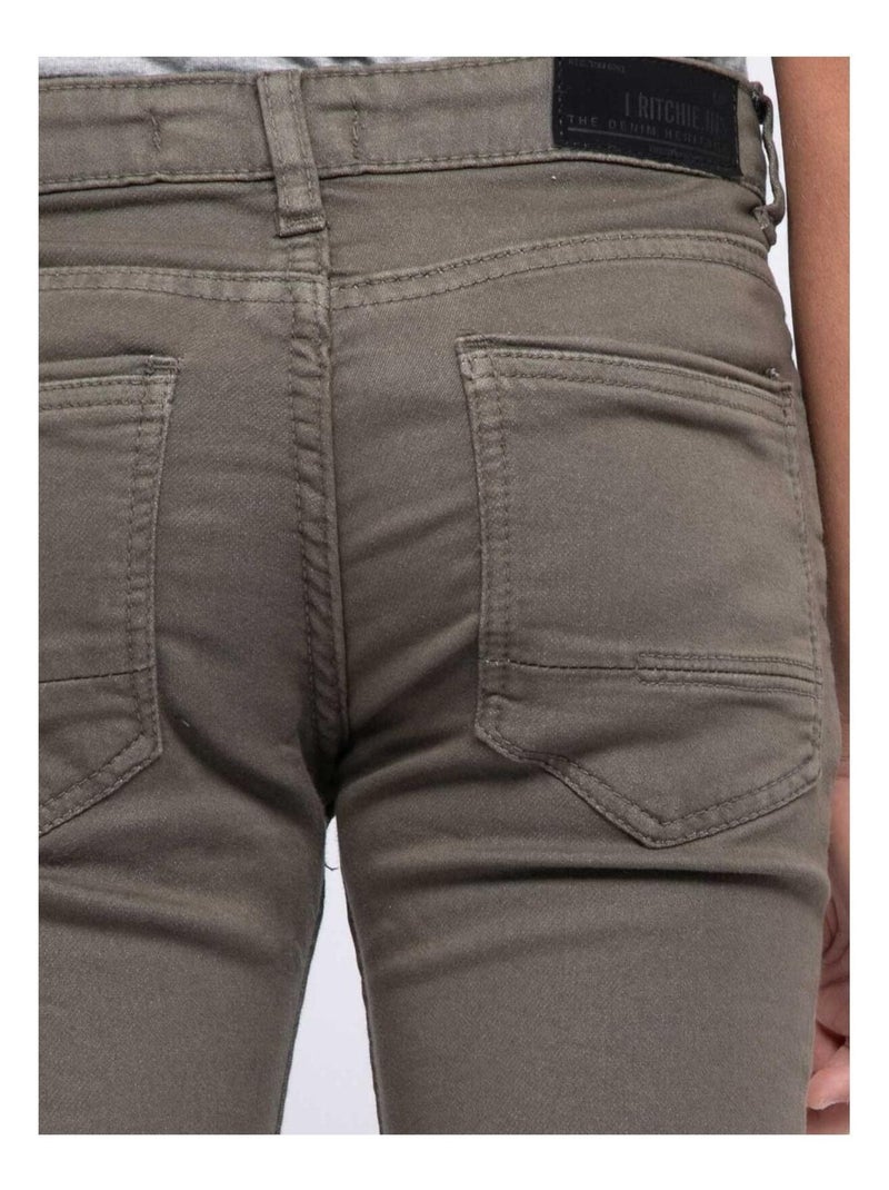 Pantalon 5 poches VAAS garçon Kaki - Kiabi