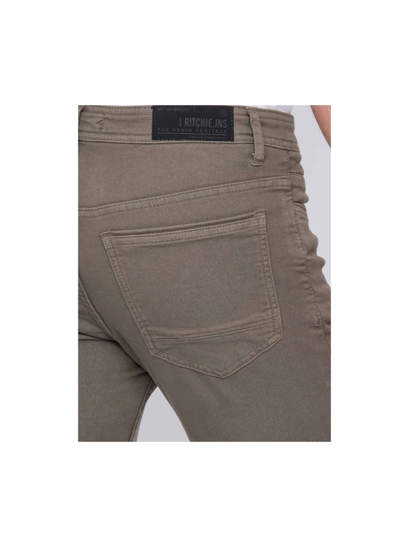 Pantalon 5 poches VAAS Kaki - Kiabi