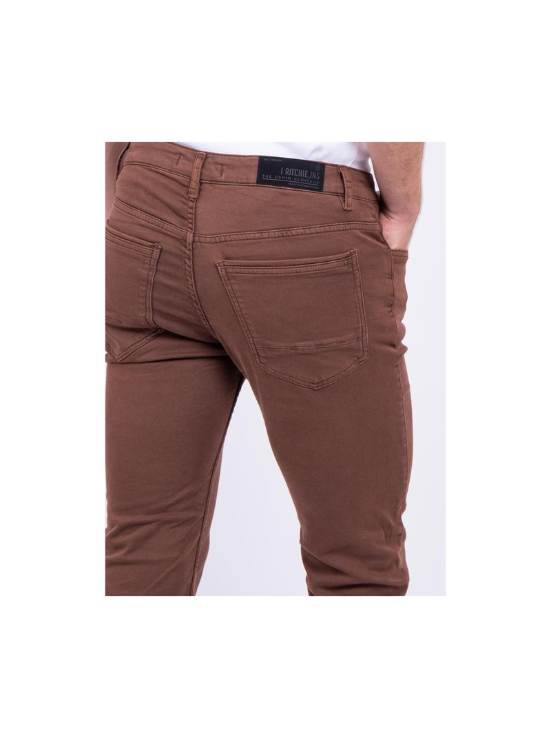 Pantalon 5 poches VAAS Marron - Kiabi