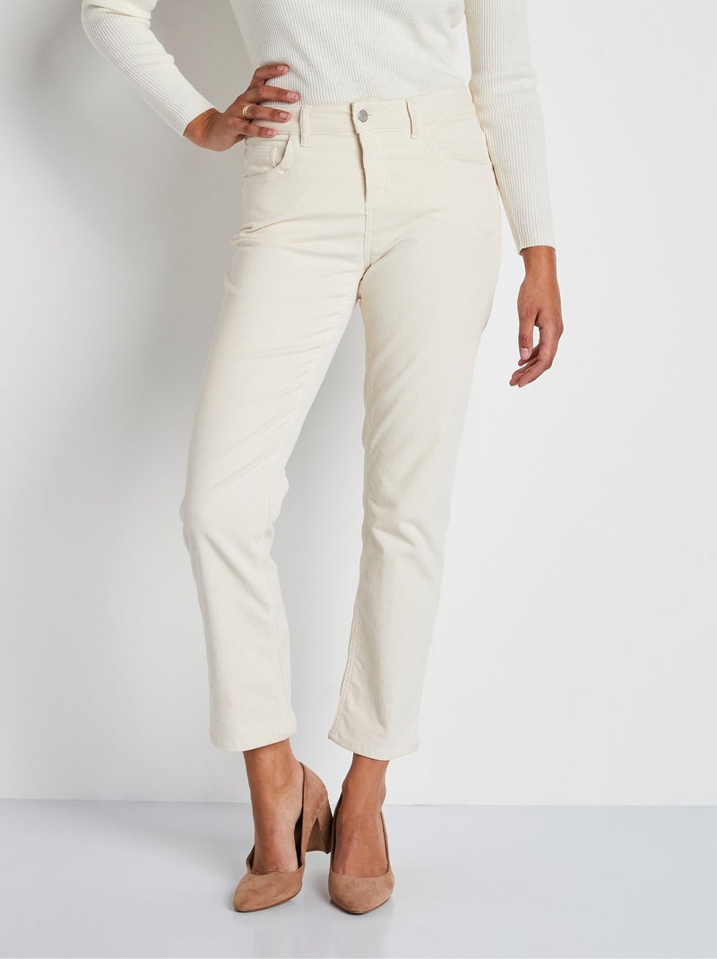 Pantalon 5 poches velours milleraies Beige - Kiabi