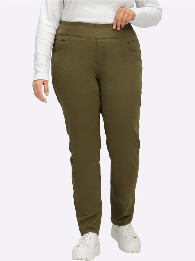 Pantalon 65% Coton - Taille Extra Courte - Witt Kaki - Kiabi