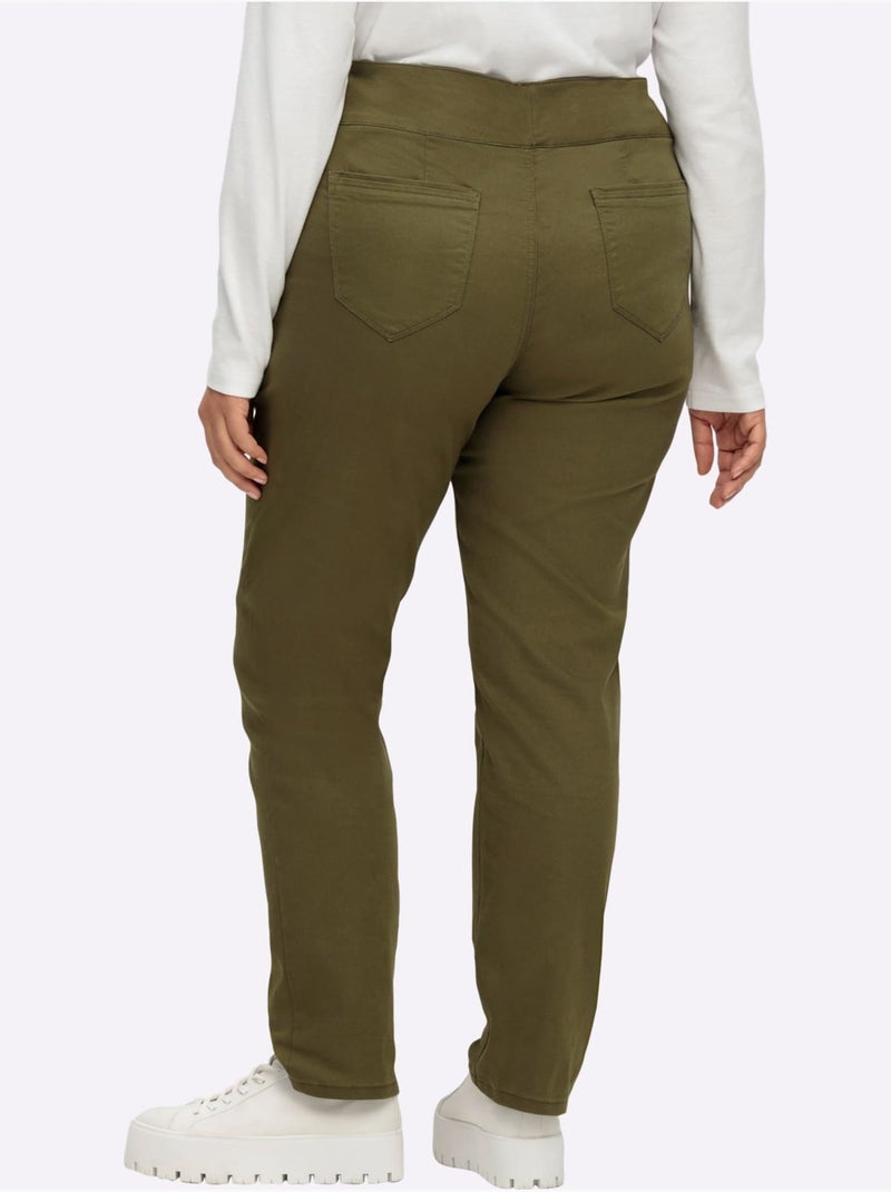 Pantalon 65% Coton - Taille Extra Courte - Witt Kaki - Kiabi