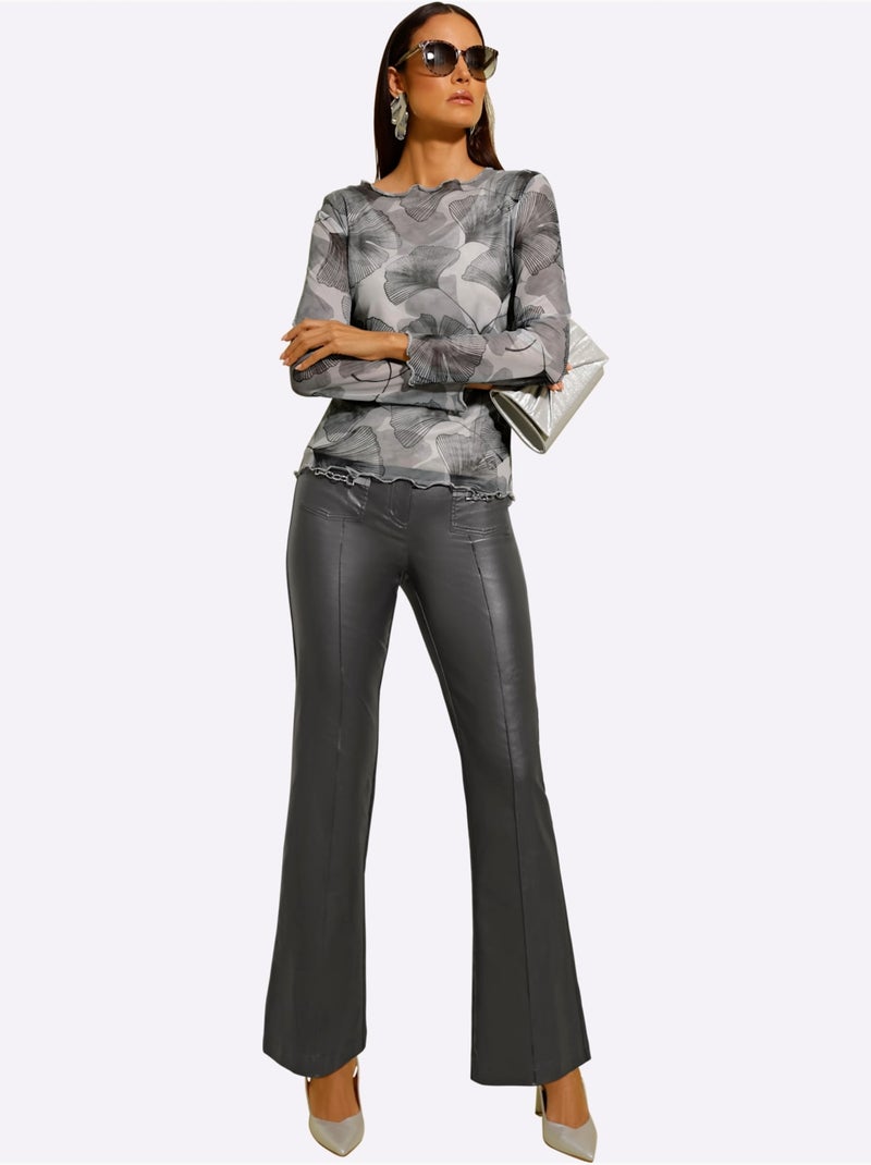 Pantalon 77% Viscose - Taille Courte - Helline Gris - Kiabi