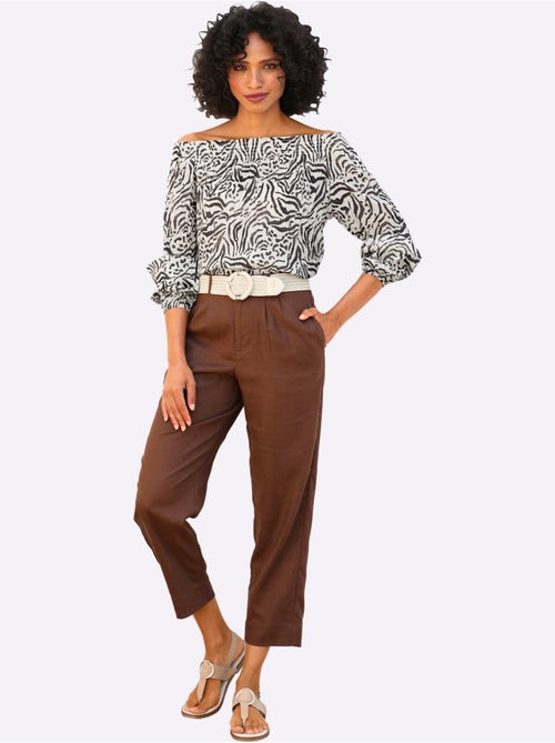 Pantalon 7/8 55% Lin - Taille Standard - Helline - Kiabi Pantalon 7/8 55% Lin - Taille Standard - Helline - Kiabi