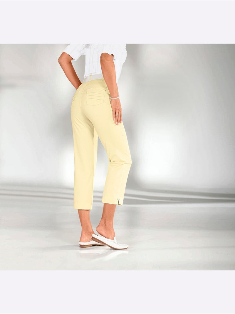Pantalon 7/8 à ceinture élastique et poches pratiques - Taille courte - Witt Jaune clair - Kiabi