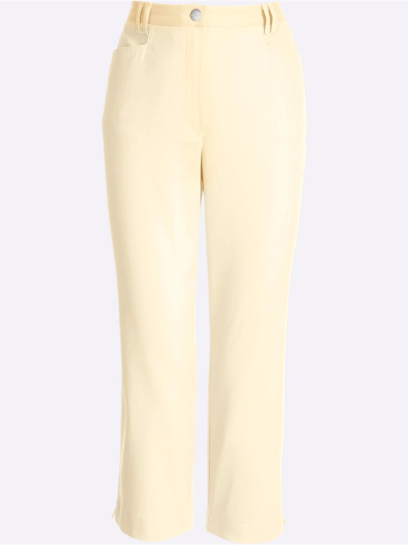 Pantalon 7/8 à ceinture élastique et poches pratiques - Taille courte - Witt Jaune clair - Kiabi