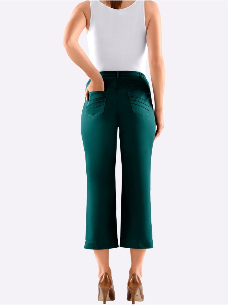 Pantalon 7/8 à empiècements et fentes aux chevilles - Taille courte - Witt Bleu pétrole - Kiabi