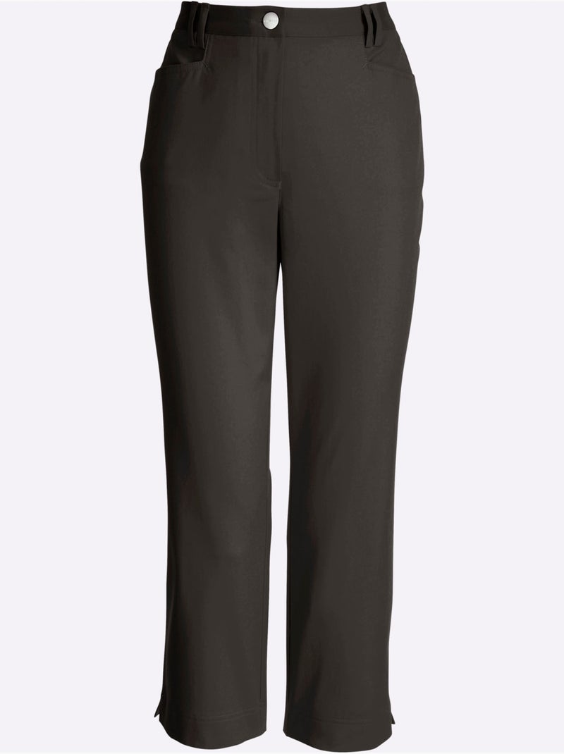 Pantalon 7/8 à empiècements et fentes aux chevilles - Taille courte - Witt Moka - Kiabi